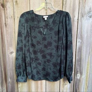 Ava & Viv Floral Forest Green Top Size X